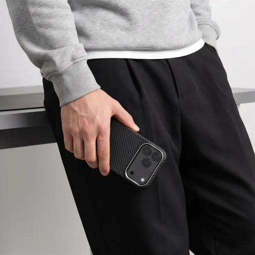 Apple iPhone 17 Pro / 18 Pro Fekete/Ezüst Tech-Protect Ion Carbon MagSafe tok - 6