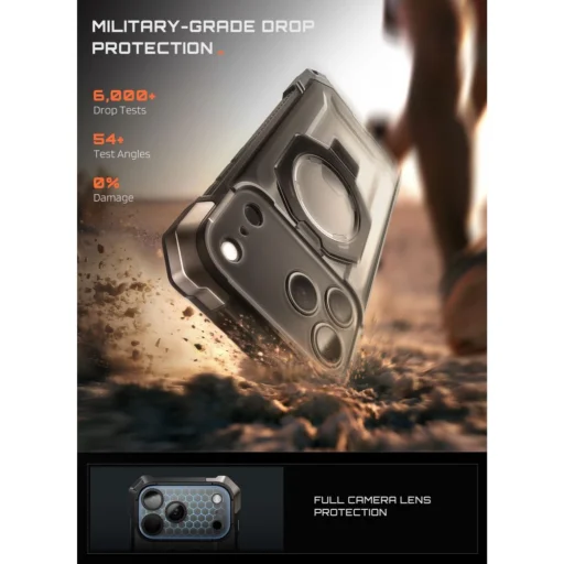 iPhone 17 Pro / 18 Pro fekete Supcase UB Grip Mag MagSafe ütésálló tok állvánnyal - 5