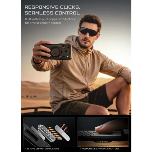 iPhone 17 Pro / 18 Pro fekete Supcase UB Grip Mag MagSafe ütésálló tok állvánnyal - 7