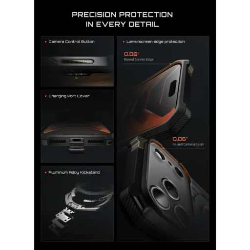 iPhone 17 Pro / 18 Pro fekete Supcase UB Grip Mag MagSafe ütésálló tok állvánnyal - 10
