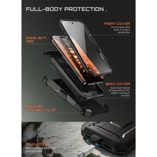 iPhone 17 Pro / 18 Pro čierne nárazuvzdorné puzdro Supcase Unicorn Beetle Pro - 10