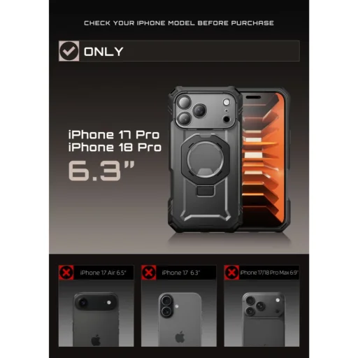 Apple iPhone 17 Pro / 18 Pro Čierne Supcase Grip Pro Mag MagSafe puzdro - 6