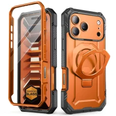 Apple iPhone 17 Pro / 18 Pro korall Supcase Grip Pro Mag MagSafe ütésálló tok beépített üvegfóliával és kitámasztóval