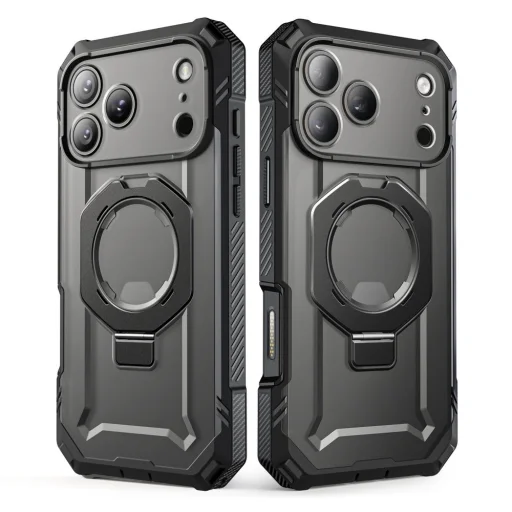 Apple iPhone 17 Pro Max / iPhone 18 Pro Max fekete Supcase Grip Pro Mag MagSafe tok beépített üveggel és kitámasztóval - 5