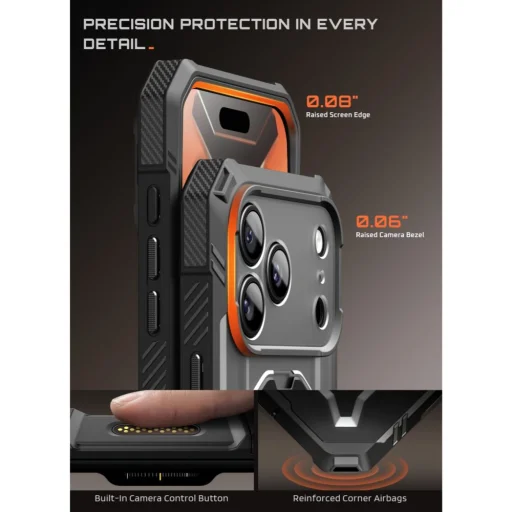 Apple iPhone 17 Pro Max / iPhone 18 Pro Max fekete Supcase Grip Pro Mag MagSafe tok beépített üveggel és kitámasztóval - 10