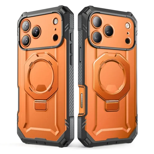 Apple iPhone 17 Pro Max / 18 Pro Max korall Supcase Grip Pro Mag MagSafe ütésálló tok beépített üveggel és kitámasztóval - 4