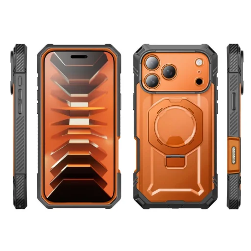 Apple iPhone 17 Pro Max / 18 Pro Max korall Supcase Grip Pro Mag MagSafe ütésálló tok beépített üveggel és kitámasztóval - 5