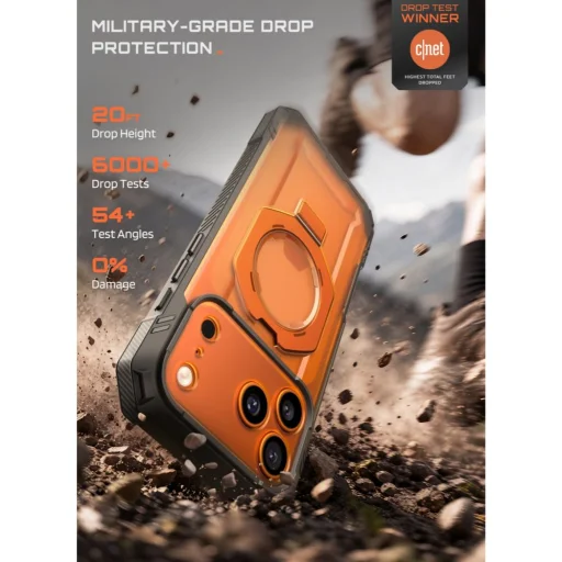 Apple iPhone 17 Pro Max / 18 Pro Max korall Supcase Grip Pro Mag MagSafe ütésálló tok beépített üveggel és kitámasztóval - 7