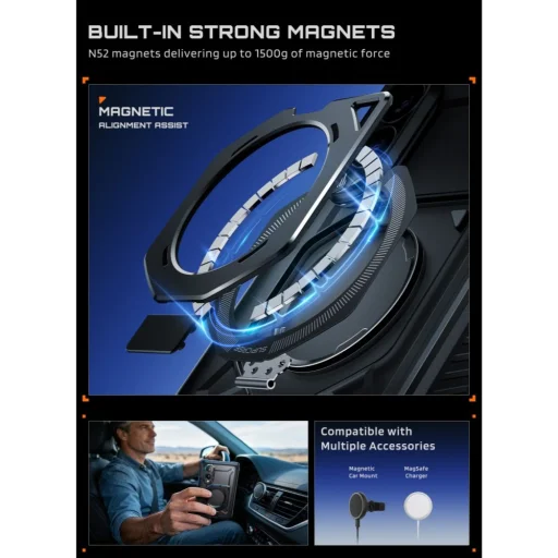 Samsung Galaxy Z Fold 8 čierne nárazuvzdorné puzdro Supcase UB Grip Mag MagSafe s privátnym sklom - 7