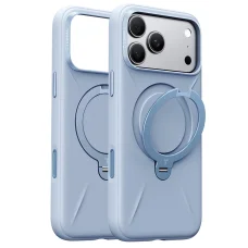 Apple iPhone 18 Pro Mélylila Torras QPRO Silicone Series szilikon védőtok 360°-ban forgatható állvánnyal és MagSafe támogatással
