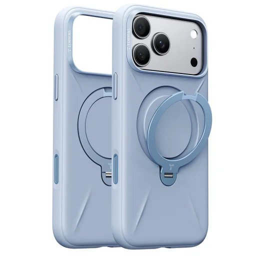 Apple iPhone 18 Pro Mélylila Torras QPRO Silicone Series szilikon védőtok 360°-ban forgatható állvánnyal és MagSafe támogatással - 1