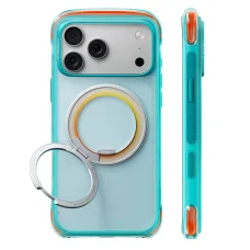 iPhone 18 Pro Max prizmatürkiz Torras O3 Air Core védőtok beépített állvánnyal