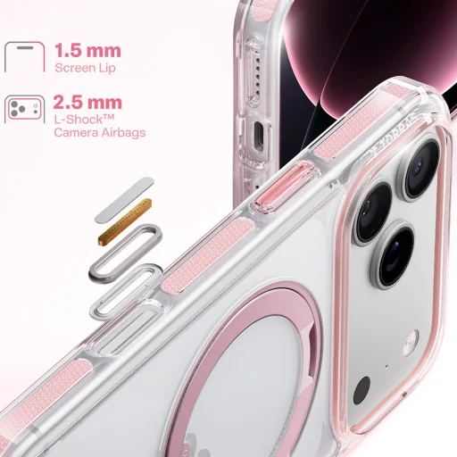 iPhone 18 Pro rózsaszín Torras Ostand O3 Light tok - 3