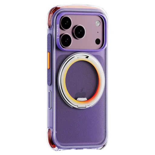 Slivkovofialové puzdro Torras O3 Air Core pre iPhone 18 Pro Max so zabudovaným stojanom - 2