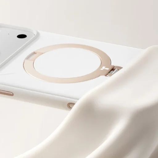 iPhone 18 Pro szürke Torras QPRO Silicone Series szilikon tok beépített 360°-os állvánnyal - 4
