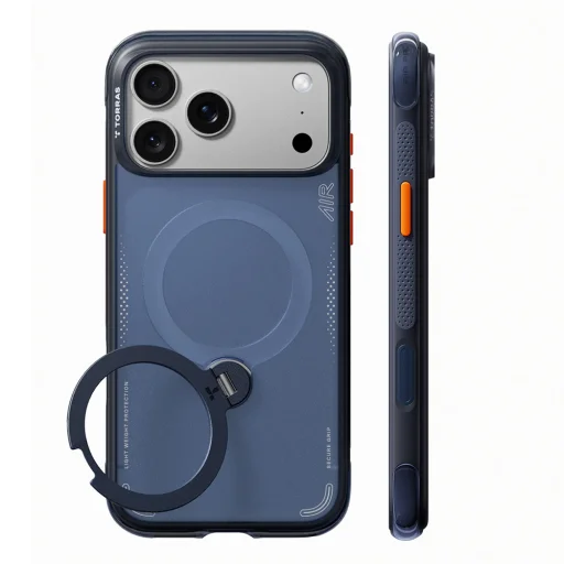 Apple iPhone 18 Pro Max Mélykék Torras Ostand Q3 Air Series tok beépített állvánnyal - 1
