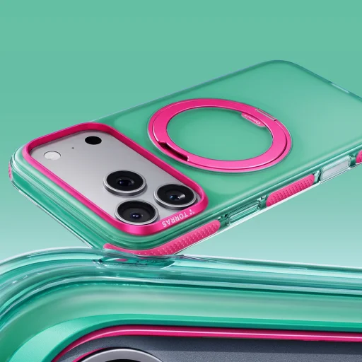 iPhone 18 Pro neon mohazöld Torras Ostand O3 Hue tok beépített állvánnyal - 2