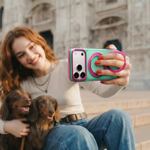 iPhone 18 Pro neon mohazöld Torras Ostand O3 Hue tok beépített állvánnyal - 3