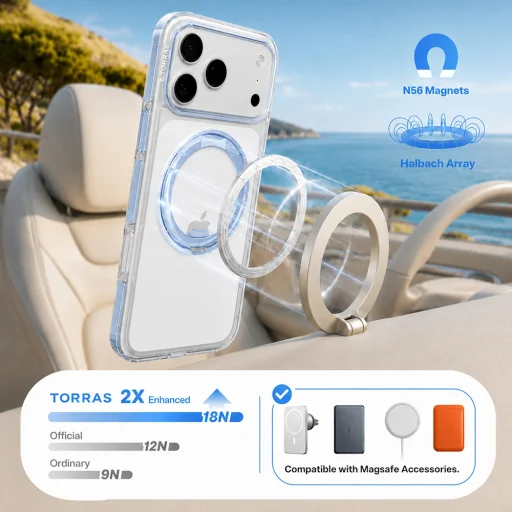 iPhone 18 Pro kék Torras Ostand O3 Light tok - 3