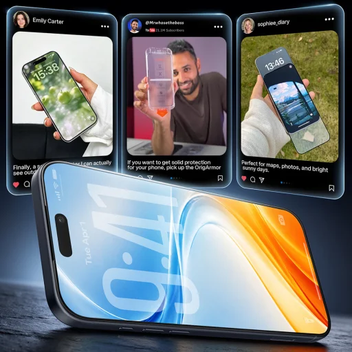 Priehľadné ochranné tvrdené sklo Torras OrigArmor pre iPhone 18 Pro - 2