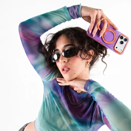 Apple iPhone 18 Pro slivkovofialové magnetické puzdro Torras Ostand O3 Hue so stojanom - 3