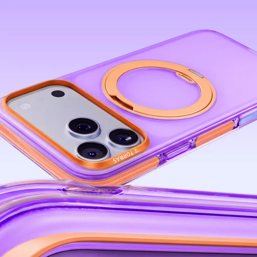 Apple iPhone 18 Pro szilvalila Torras Ostand O3 Hue mágneses tok állvánnyal - 2