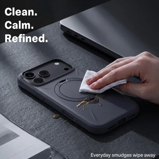 Čierne silikónové puzdro Torras QPRO Silicone Series pre iPhone 18 Pro so zabudovaným 360° stojanom - 6