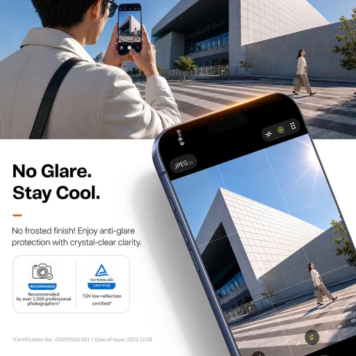 iPhone 18 Pro Átlátszó Torras Sunview AR Shield edzett üveg kijelzővédő - 3