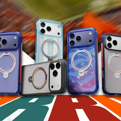 iPhone 17 Pro Max kék Torras Ostand Spin Air Series Starlight tok - 9