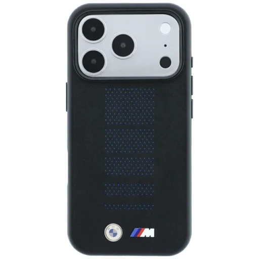 Apple iPhone 18 Pro / 17 Pro čierne puzdro BMW M Blue Perfo Metal Logo MagSafe - 3