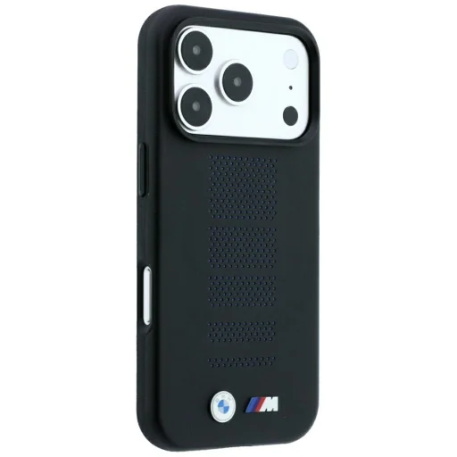 Apple iPhone 18 Pro / 17 Pro čierne puzdro BMW M Blue Perfo Metal Logo MagSafe - 4
