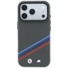BMW iPhone 18 Pro / 17 Pro antracitový kryt M Quadrille Kevlar Print Tricolor Lines & Metal Logo MagSafe thumbnail