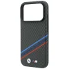 BMW iPhone 18 Pro / 17 Pro antracitový kryt M Quadrille Kevlar Print Tricolor Lines & Metal Logo MagSafe thumbnail
