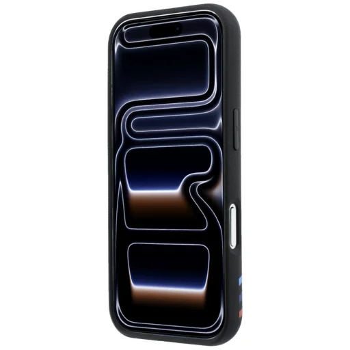 iPhone 18 Pro / 17 Pro fekete BMW M Quadrille Kevlar mintás, háromszínű vonalakkal és fém logóval ellátott MagSafe tok - 5
