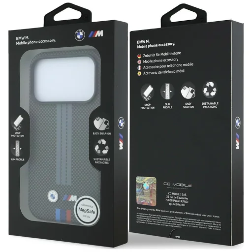 iPhone 18 Pro Max / 17 Pro Max antracitové BMW M Quadrille Kevlar Tricolor Print Lines MagSafe puzdro - 8