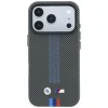 iPhone 18 Pro / 17 Pro antracitszürke BMW M Quadrille Kevlar Tricolor Print Lines MagSafe hátlap tok thumbnail