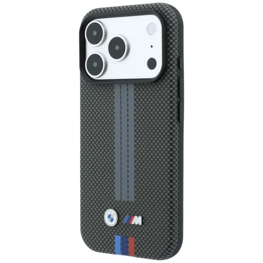 iPhone 18 Pro / 17 Pro antracitszürke BMW M Quadrille Kevlar Tricolor Print Lines MagSafe hátlap tok - 2