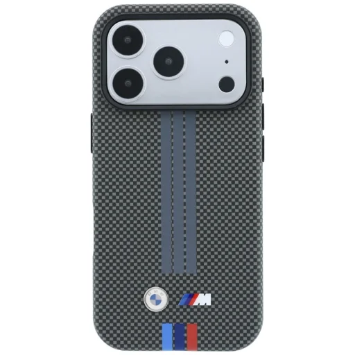 iPhone 18 Pro / 17 Pro antracitszürke BMW M Quadrille Kevlar Tricolor Print Lines MagSafe hátlap tok - 3