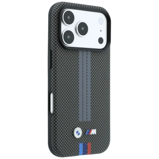 iPhone 18 Pro / 17 Pro antracitszürke BMW M Quadrille Kevlar Tricolor Print Lines MagSafe hátlap tok - 4
