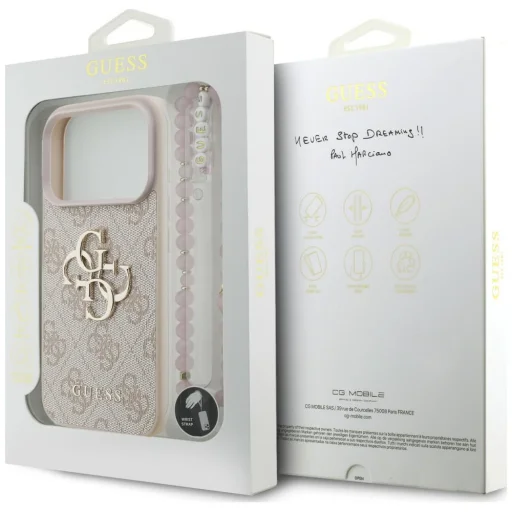 Apple iPhone 18 Pro / 17 Pro Rózsaszín Guess 4G Strap 4G Classic Logo hátlap tok - 8