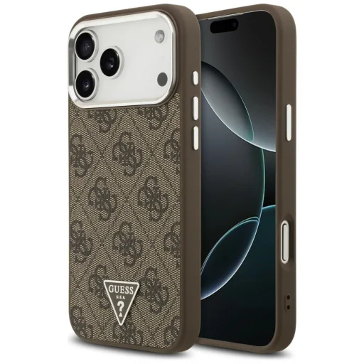 Apple iPhone 18 Pro Max / 17 Pro Max barna-ezüst Guess 4G Triangle Logo MagSafe tok - 1