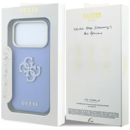 Apple iPhone 18 Pro Max / iPhone 17 Pro Max kék Guess Grained & Big Resin Logo tok - 8