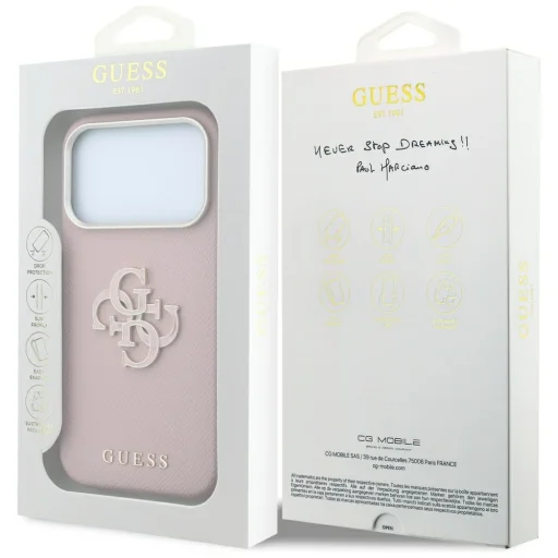 Apple iPhone 18 Pro / iPhone 17 Pro ružový kryt Guess Grained & Big Resin Logo - 8