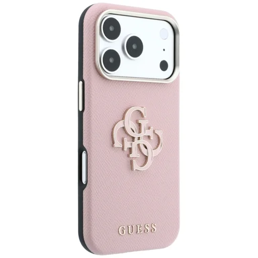 Apple iPhone 18 Pro / iPhone 17 Pro rózsaszín Guess Grained & Big Resin Logo tok - 4