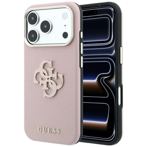 Apple iPhone 18 Pro / iPhone 17 Pro rózsaszín Guess Grained & Big Resin Logo tok - 1