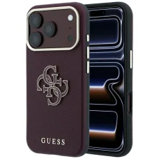 Apple iPhone 18 Pro Max / 17 Pro Max bordó Guess Grained & Big Resin Logo tok