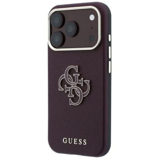 Apple iPhone 18 Pro Max / 17 Pro Max bordó Guess Grained & Big Resin Logo tok - 2