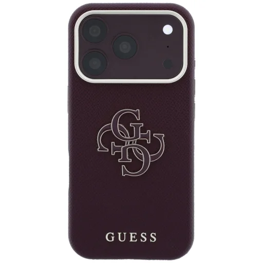 Apple iPhone 18 Pro Max / 17 Pro Max bordó Guess Grained & Big Resin Logo tok - 3