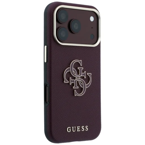 Apple iPhone 18 Pro Max / 17 Pro Max bordó Guess Grained & Big Resin Logo tok - 4