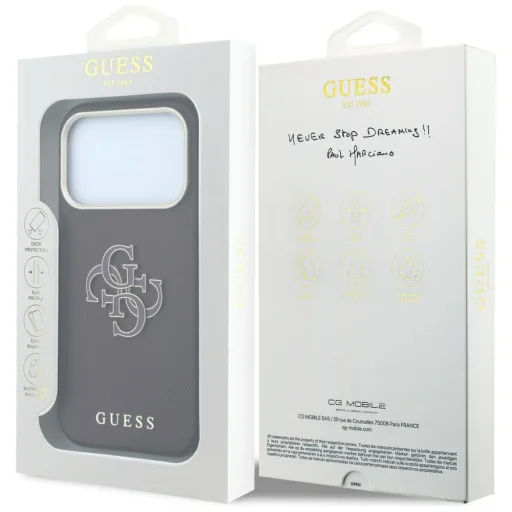 Apple iPhone 18 Pro Max / 17 Pro Max bordó Guess Grained & Big Resin Logo tok - 8